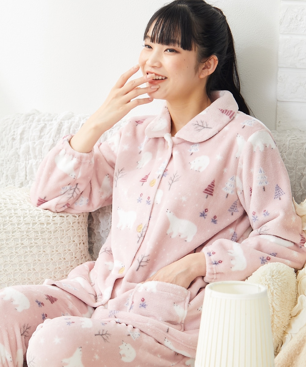 ふわぬくフランネルしろくま柄シャツパジャマ 通販【ニッセン】