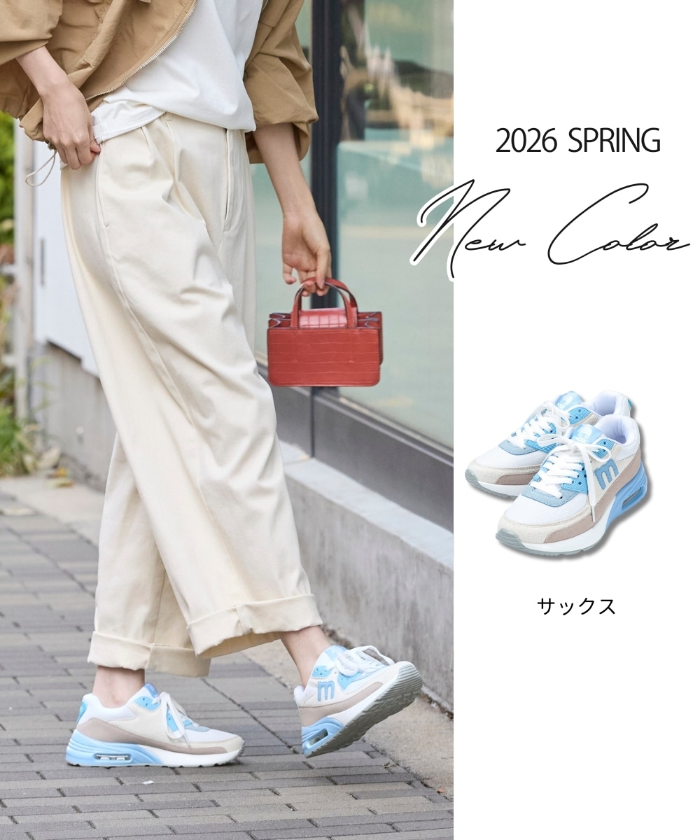 ノベルティ付】moz（モズ）厚底コンビカラースニーカー（ワイズ3E