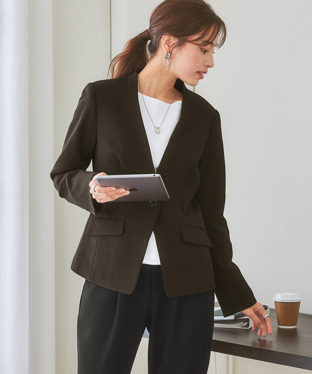 レディーススーツ】セットアップ対応洗えるウール調ストレッチノー