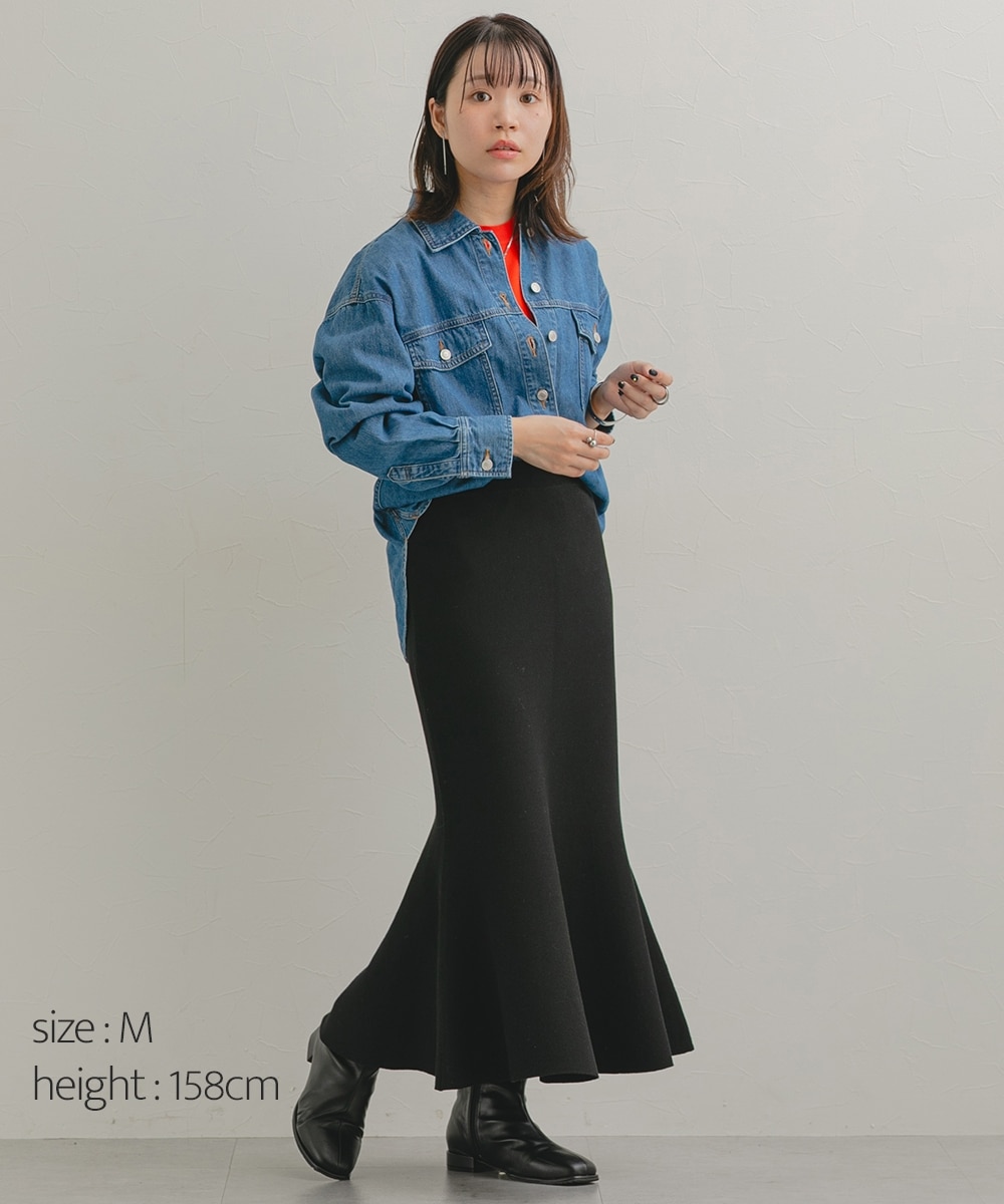 マシュマロニットミラノリブ マーメイドスカート＜大きいサイズ有