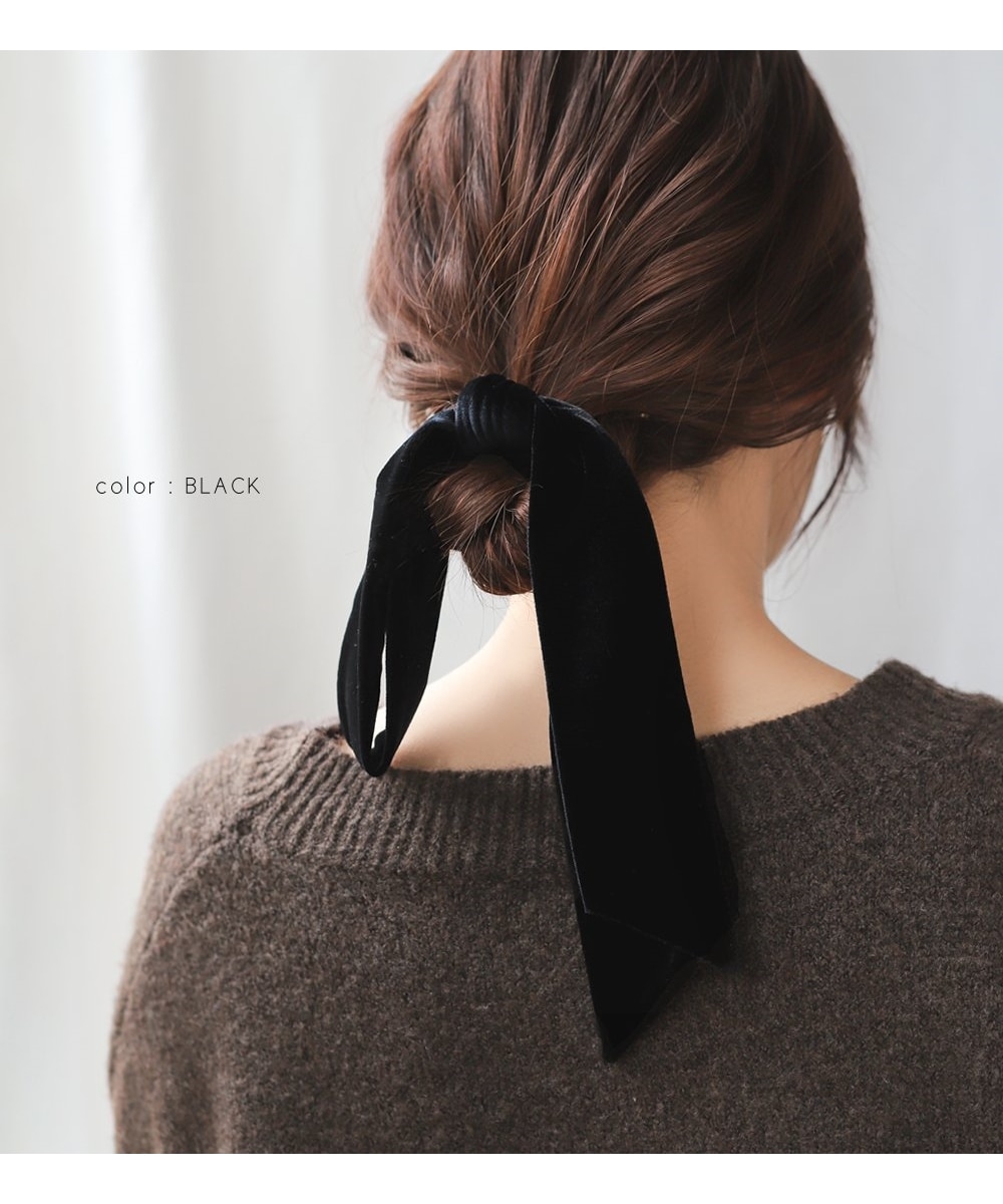 Creamdot.】大人エレガントに仕上がる、ベロア素材のリボンヘアゴム
