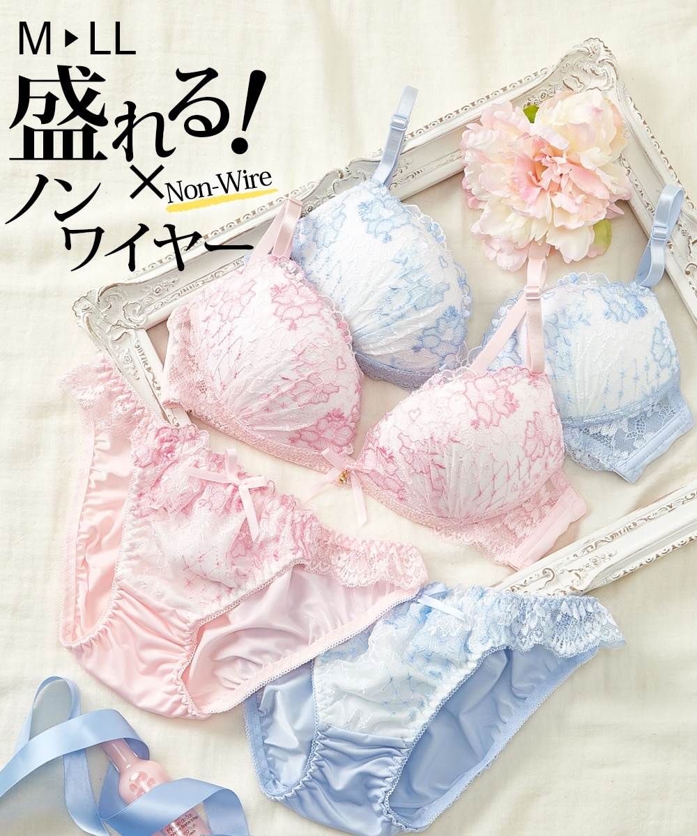 ラブリーフラワーレース ノンワイヤーブラジャー・ショーツセット 通販