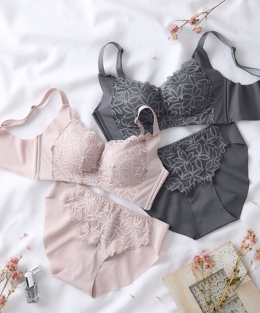 脇高シームレスノンワイヤーブラジャーショーツセット 通販【ニッセン】