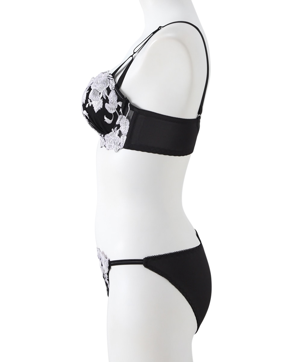 脇高ホワイトローズ刺しゅうブラジャーショーツセット 通販【ニッセン】