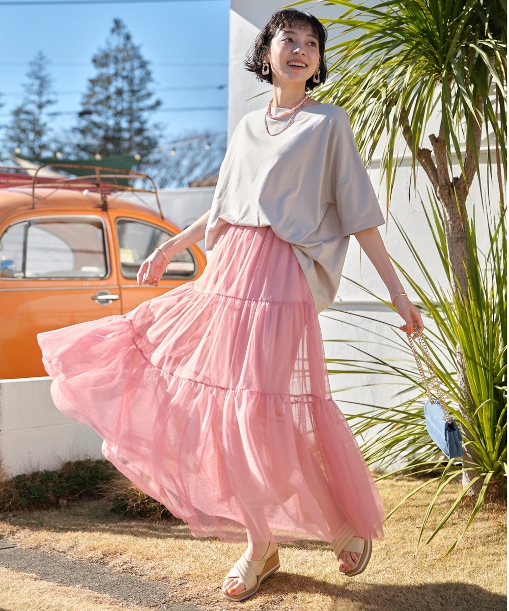 大きいサイズ＞ ティアードチュールスカート 通販【ニッセン】