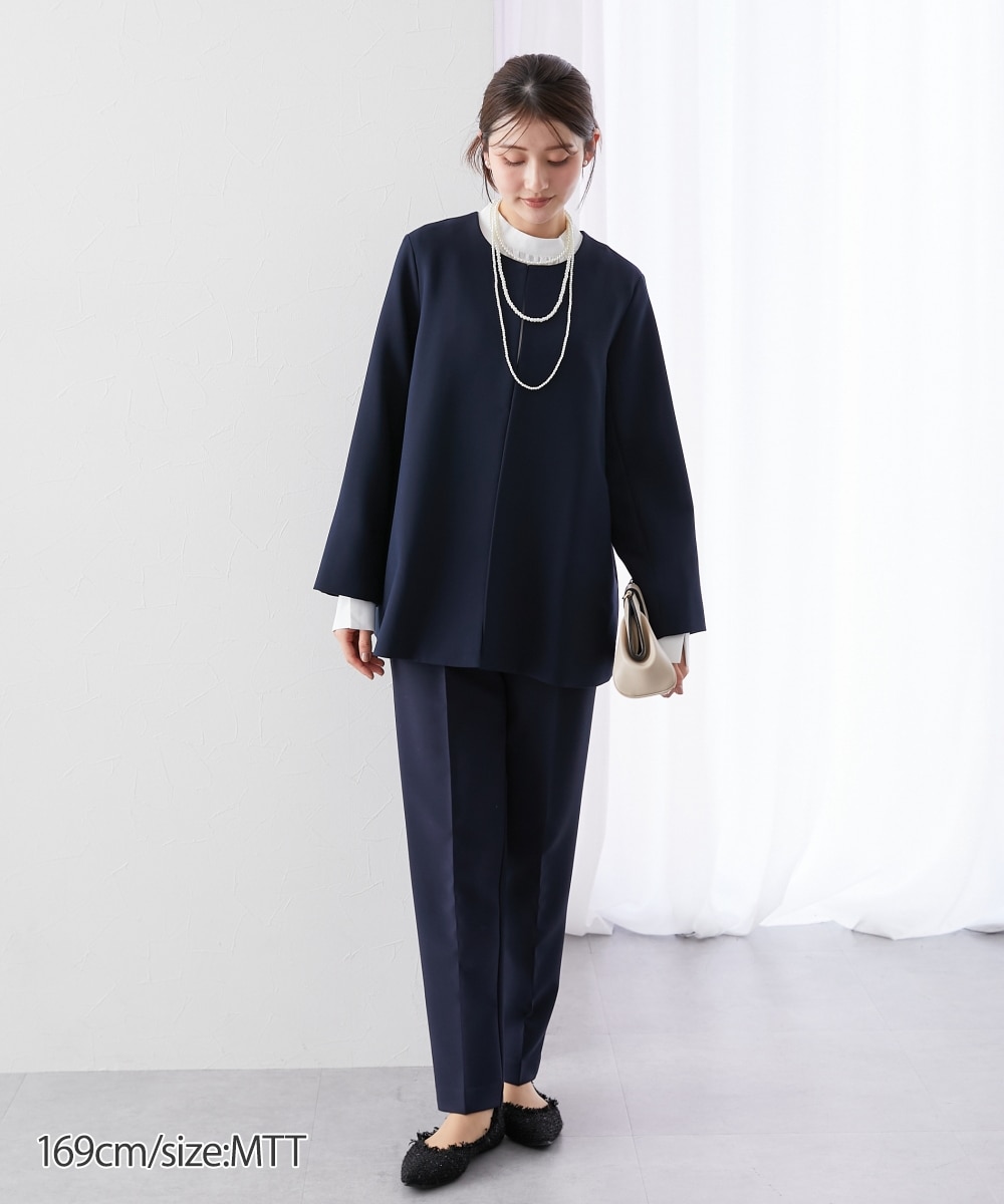 高身長 【フォーマル】ダブルクロスノーカラージャケットスーツ3点