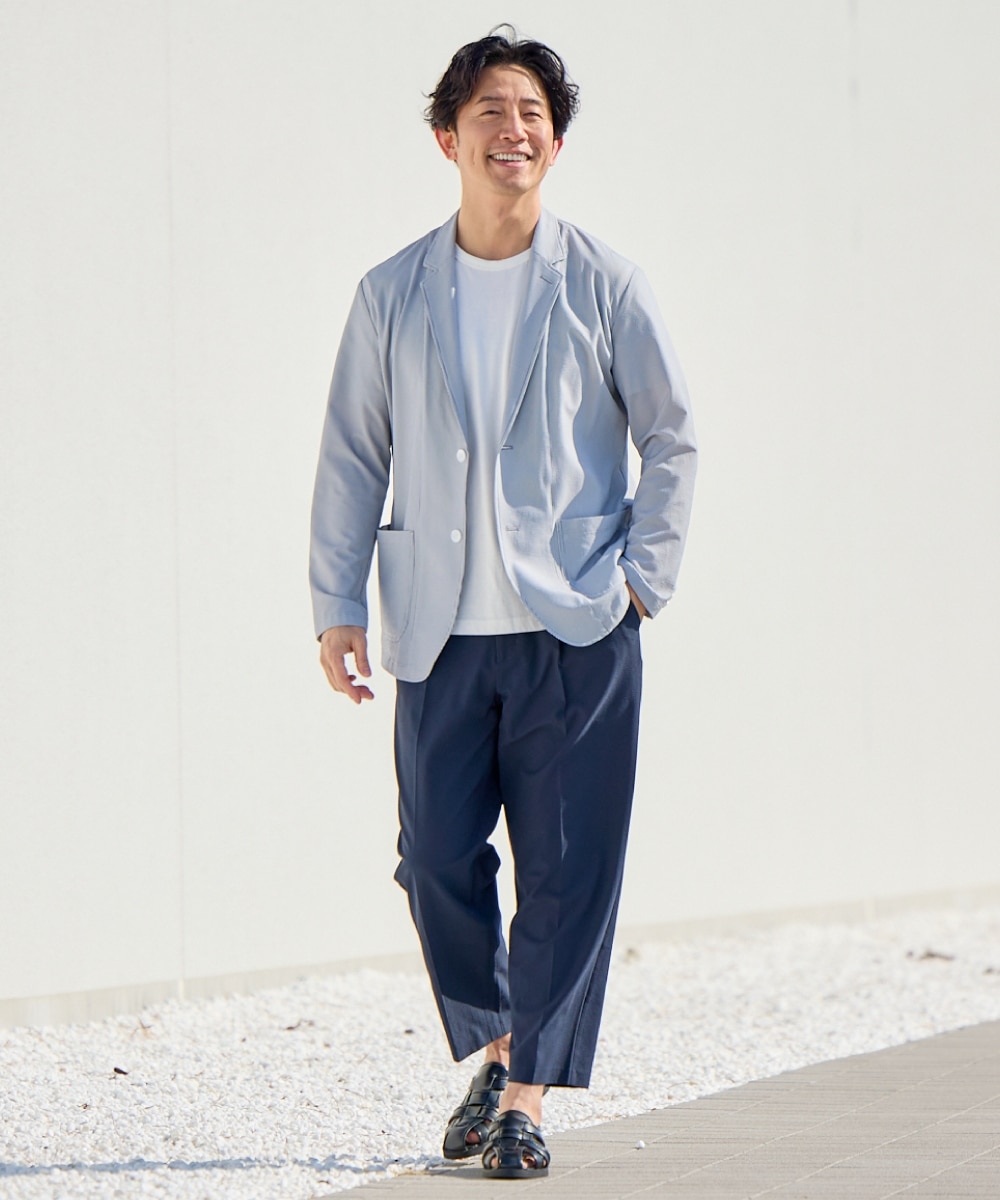 メンズスーツ】セットアップ可能ストレッチシアサッカーテーラード