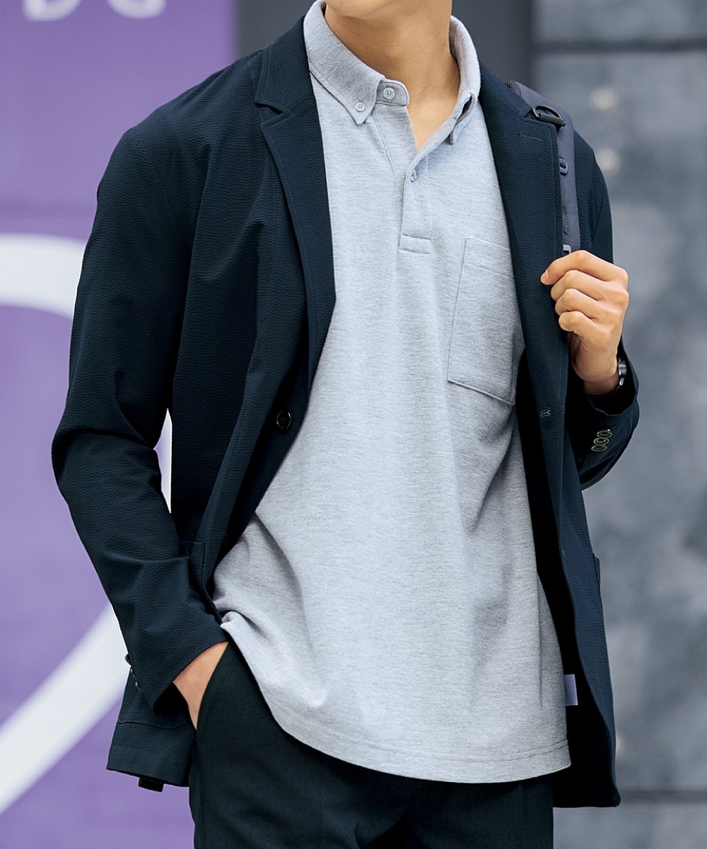 メンズスーツ】セットアップ可能ストレッチシアサッカーテーラード