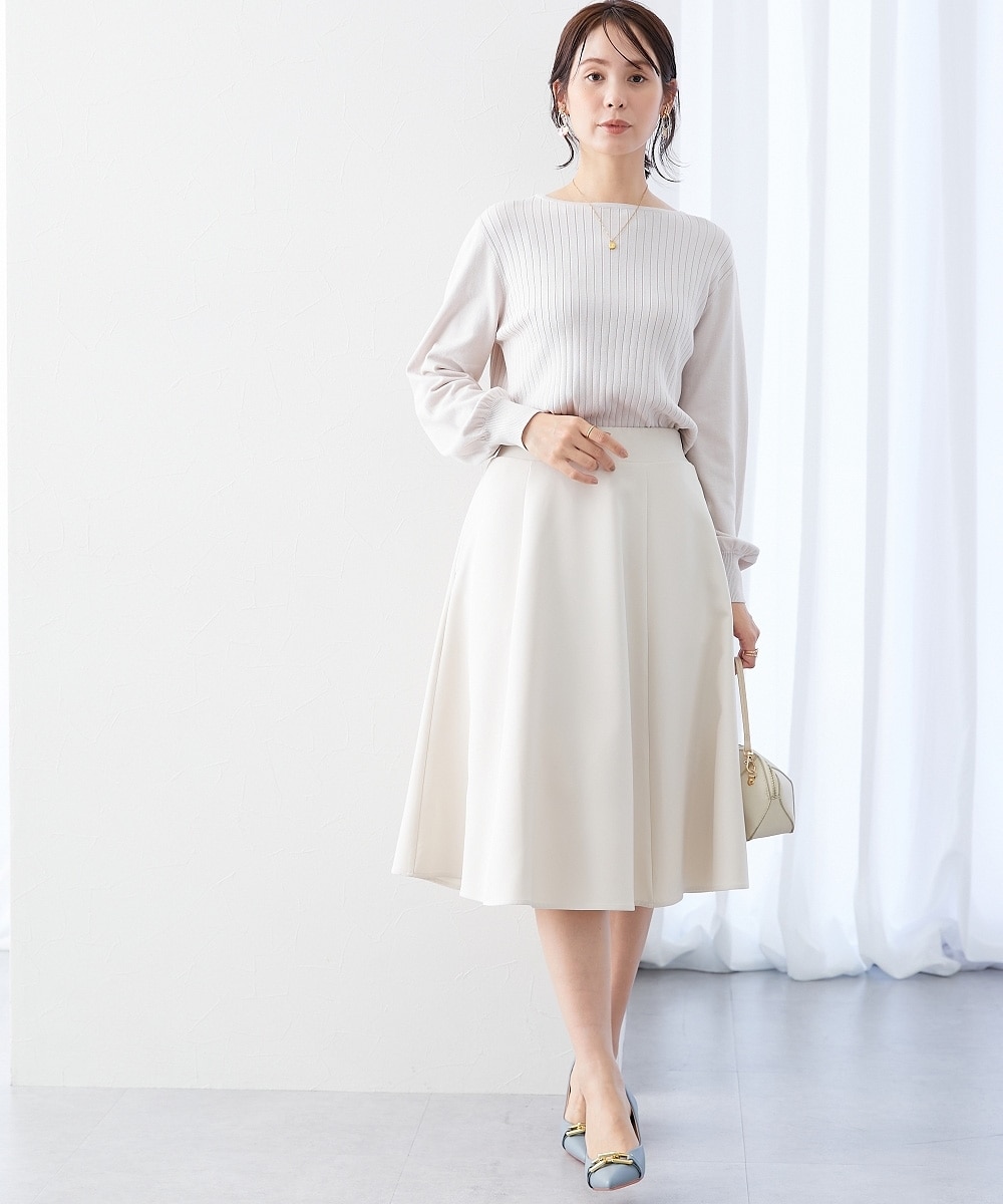 ストレッチダブルクロス6枚ハギフレアスカート しわになりにくい