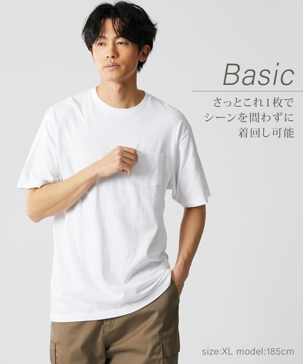 綿100％無地ポケット付きクルーネック半袖Tシャツ 通販【ニッセン】