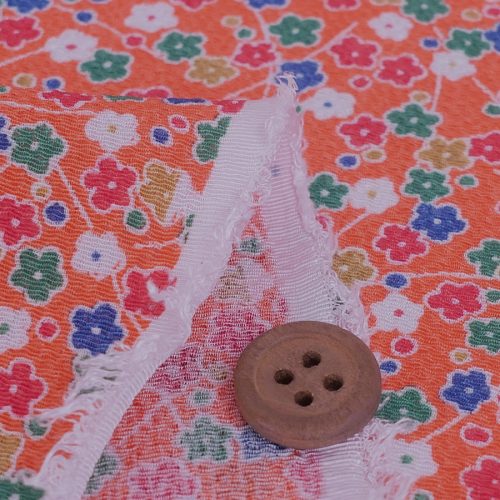 ちりめん生地 小花の宝箱(オレンジ) - 和布・和生地・ちりめん生地