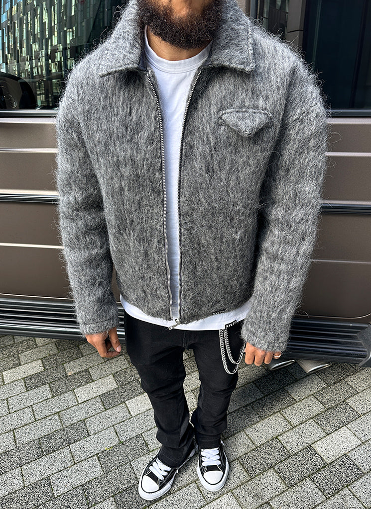 Mohair Zipper Jacket - Grey – N V L T Y