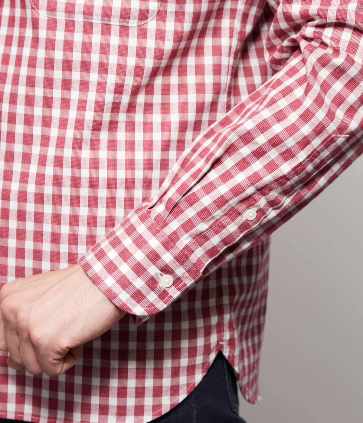 ピケ ギンガムチェック 長袖ショートボタンダウンシャツ(11763707-2024