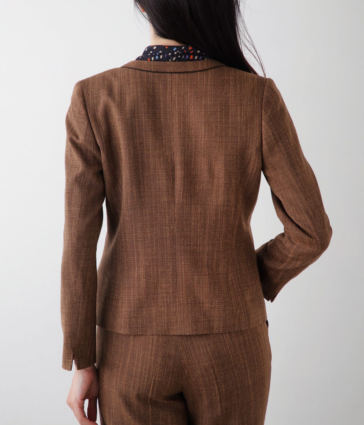 クラフトスラブツィードパイピングノーカラージャケット(51113151-2024