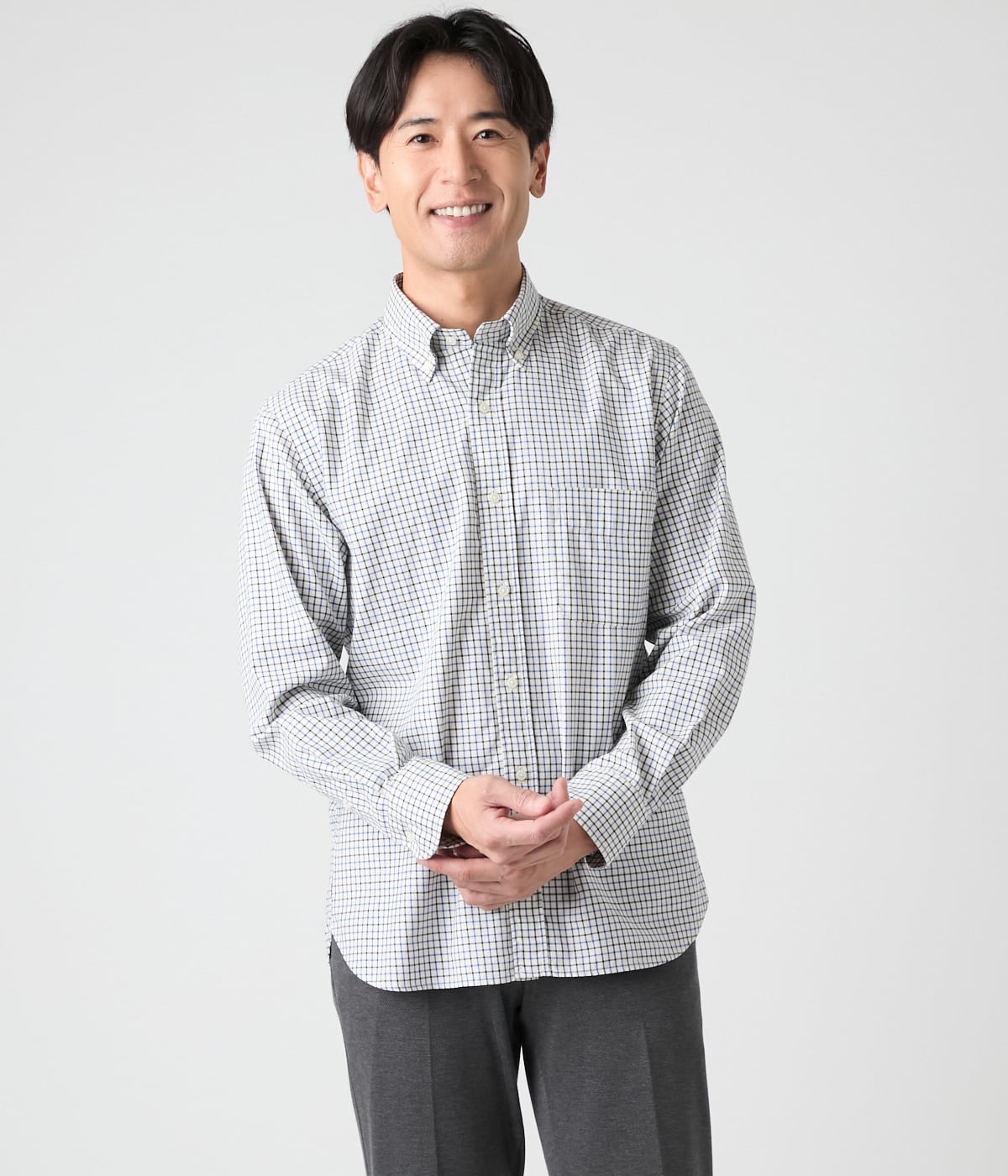 タッタソールチェック 長袖ショートボタンダウンシャツ(16766701-2025