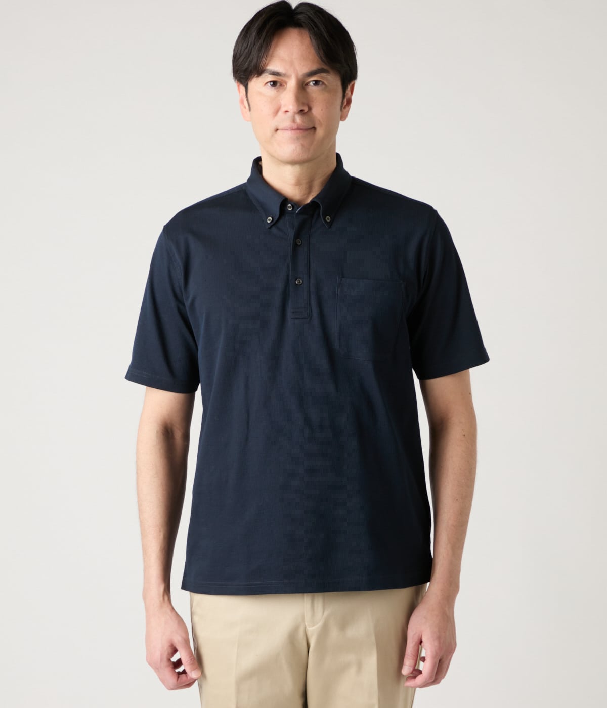 吸水速乾】COOL COMFORT サッカーストライプ ボタンダウンポロシャツ