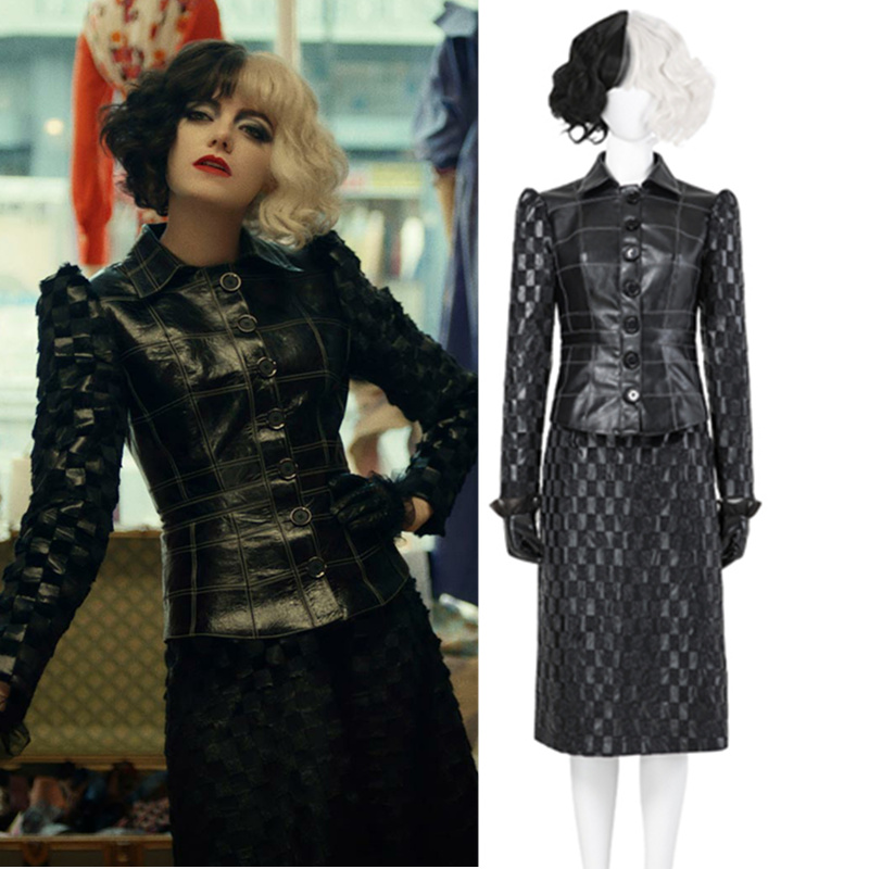 高品質 実物撮影 クルエラ 風 2021映画 コスチューム コスプレウィッグ