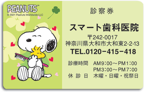 プラスチック診察券 スヌーピー SP166 0.50mm厚 | SmartPractice