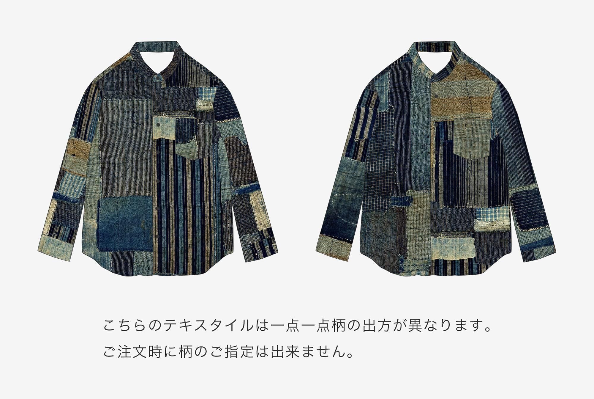 3月17日頃発送予定】高島縮 20/20 スタンドカラーシャツ／BORO II IJ