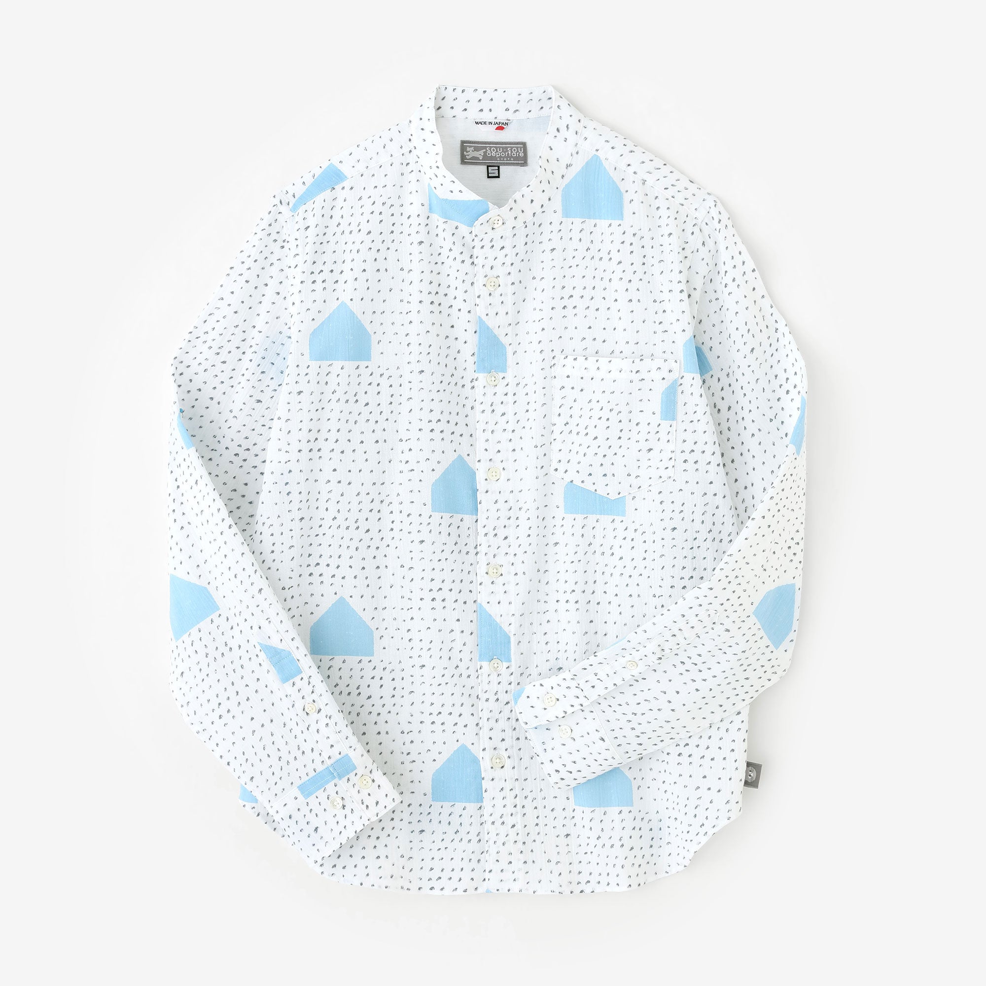 高島縮 20/20 スタンドカラーシャツ／天花（てんか）