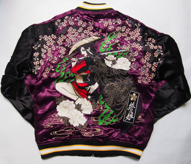 抜刀娘】木枯らし 妃那 刺繍 リバーシブル スカジャン 【創作雑貨 小都