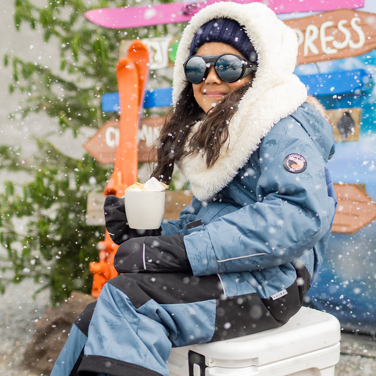 Blue one-piece snowsuit, child | Souris Mini - Souris Mini