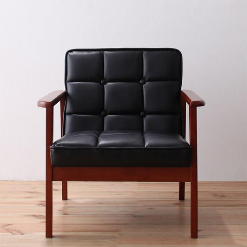 色褪せることのないグリーン 木肘レトロソファ 1人掛けタイプの詳細