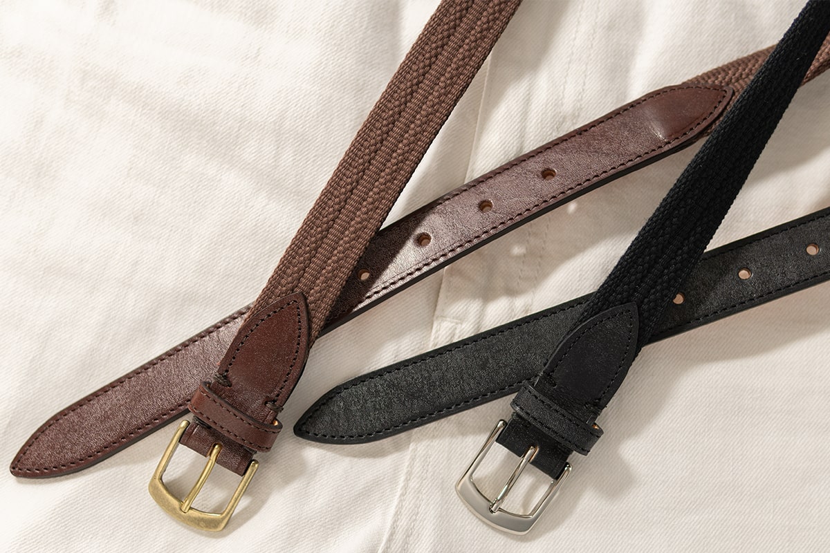布手綱ベルトを夏カジュアルのアクセントに｜ウーヴン 布手綱ベルト