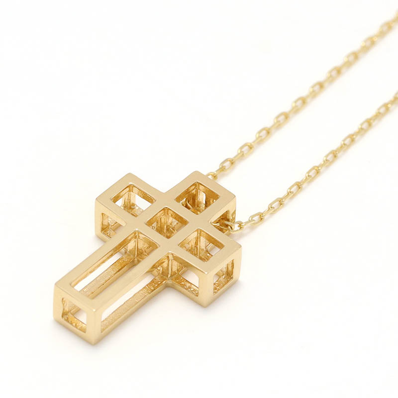 GARDEL（ガーデル） CUBE CROSS NECKLACE - K18Yellow Gold（キューブ