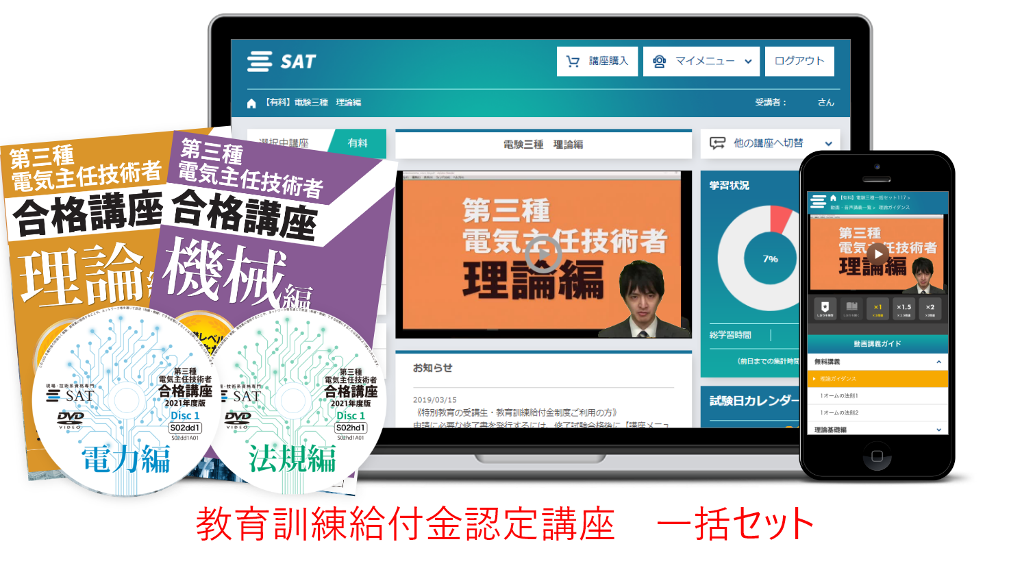 第三種電気主任技術者講座の受講料の確認・ご購入ー短期間合格はSATに