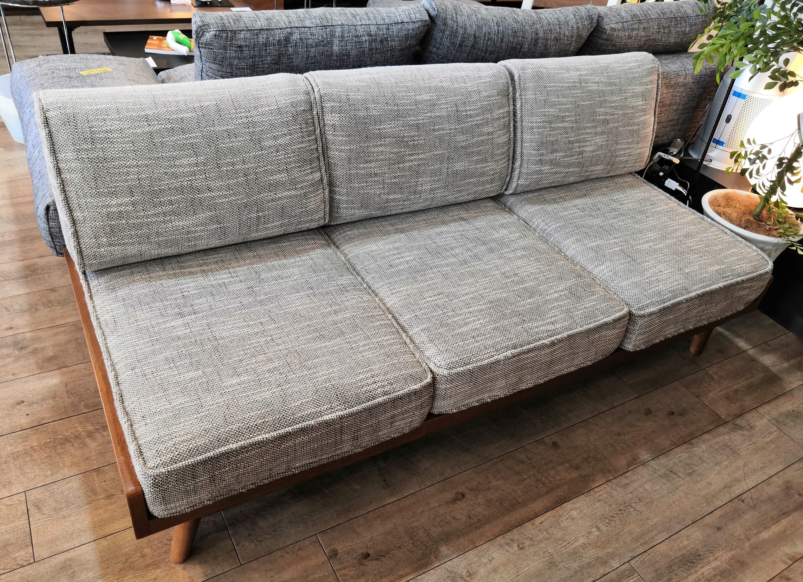 中古】 unico ALBERO 3人掛け ソファ 幅1790mm ☆ グレー系 アッシュ材