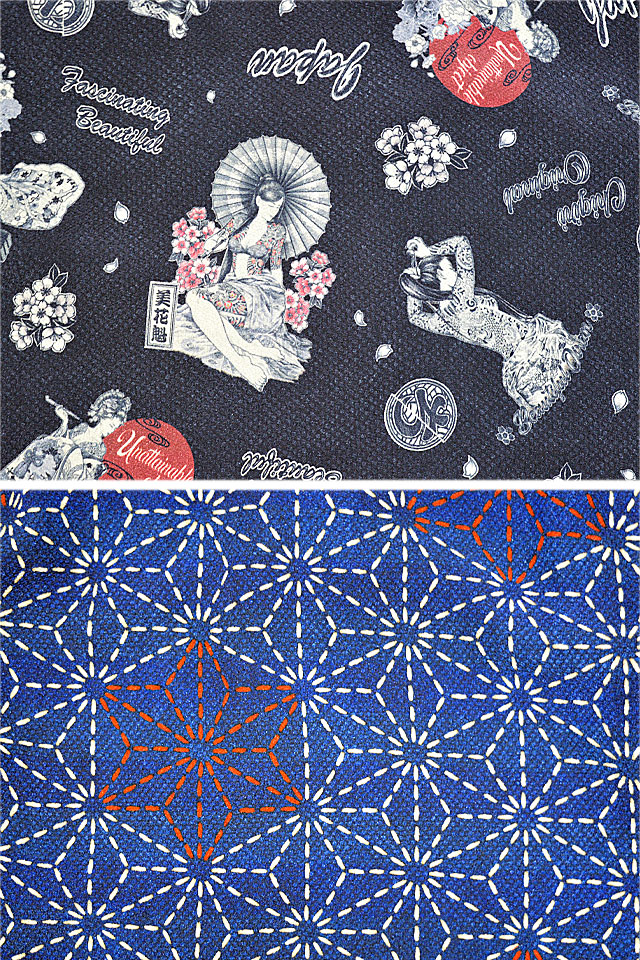 総柄縮緬オープンカラー長袖シャツ CHIGIRI CHL56-1681 ちぎり チギリ