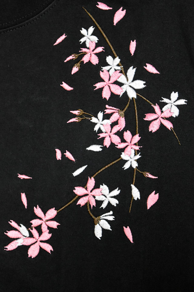 桜吹雪刺繍ロングTシャツ 絡繰魂 261041 和柄 和風 さくら サクラ 長袖