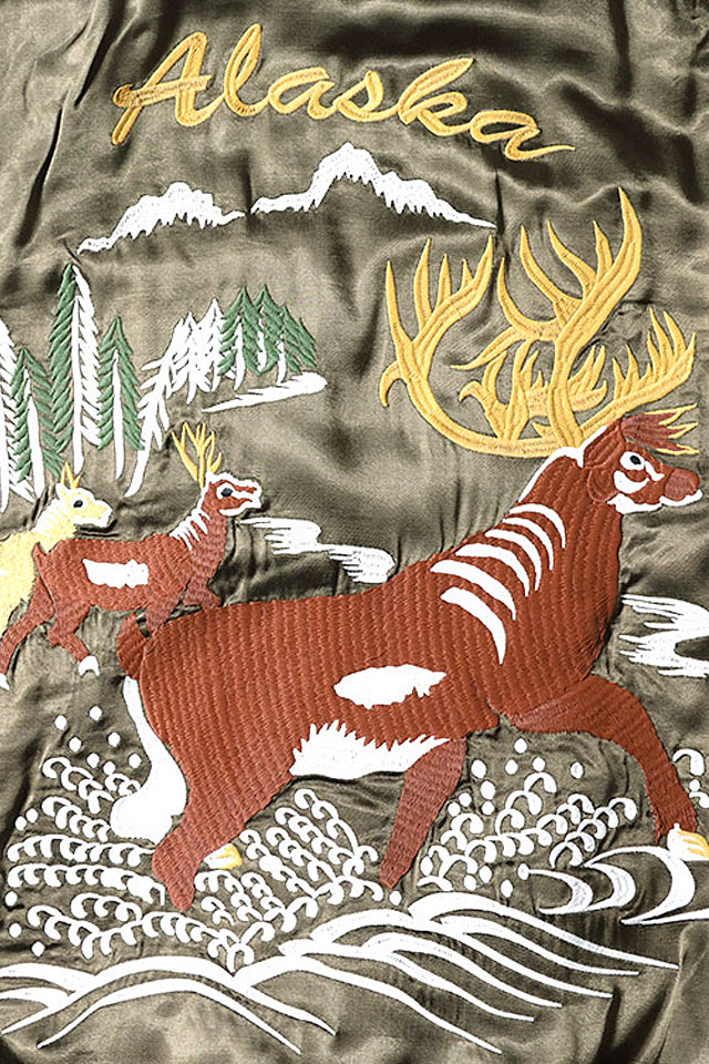 レーヨンサテンスカジャン「ALASKA」 HOUSTON 51394 ヒューストン 和柄