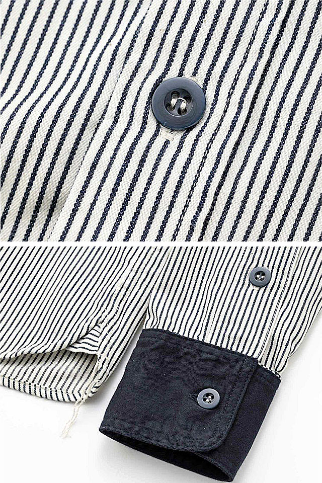 コンビネーションストライプ長袖シャツ 桃太郎ジーンズ MOMOTARO JEANS