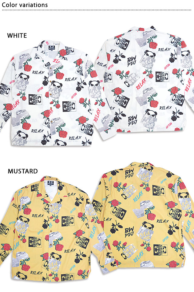 B/W-PDJ RELAXシリーズ 薔薇パンダ総柄プリントシャツ PANDIESTA JAPAN