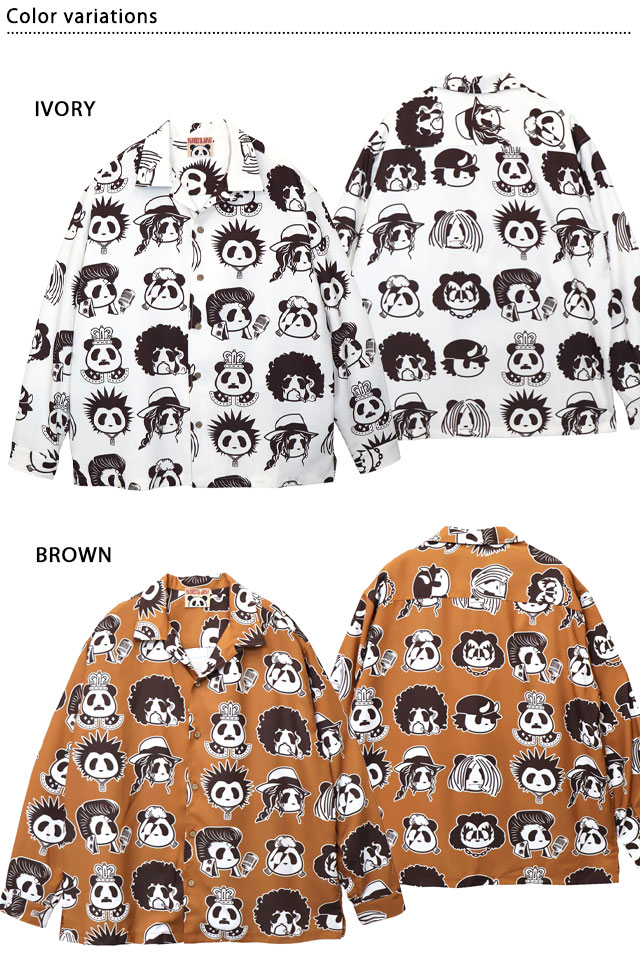 ロックスターフェイス総柄オープン長袖シャツ PANDIESTA JAPAN 595320