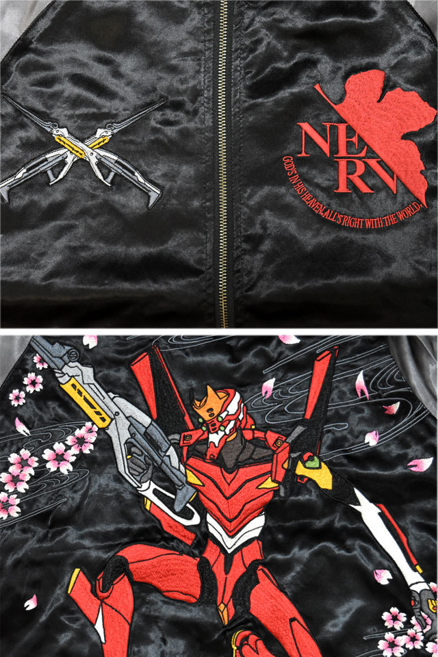 EVANGELION×錦 桜流水2号機リバーシブルMA-1スカジャン 錦 595351 和柄