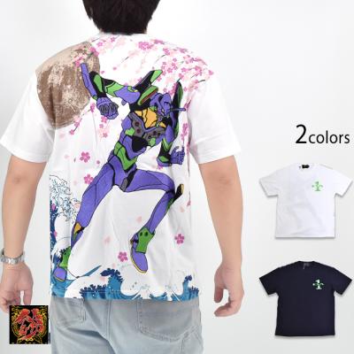 EVANGELION×錦 荒波桜初号機半袖Tシャツ 錦 585350 和柄 和風 刺繍 新