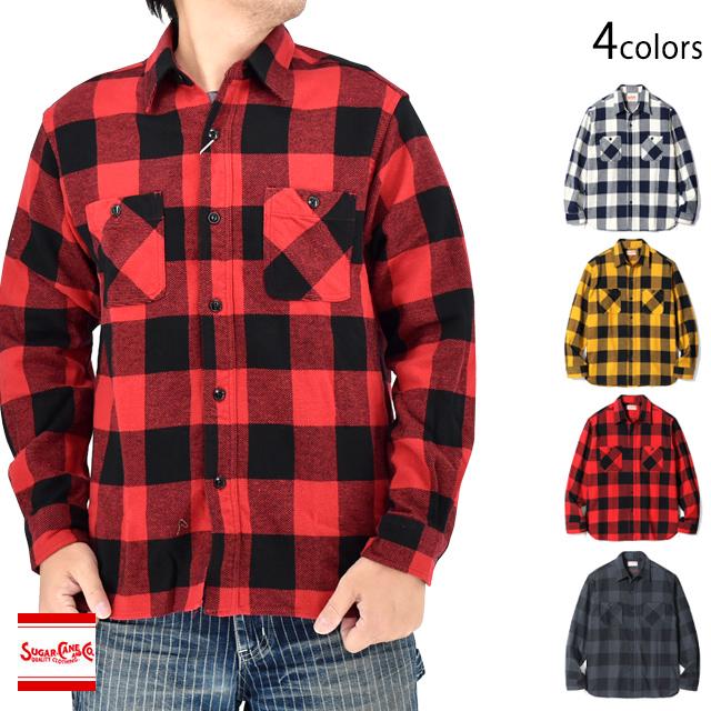 ツイルチェック長袖ワークシャツ/TWILL CHECK WORK SHIRT SUGER CANE