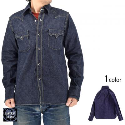 カモメステッチ10ozデニムウエスタンシャツ◇サムライジーンズ