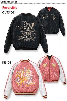 アセテートキルトリバーシブルスカジャン「BLACK EAGLE×LANDSCAPE