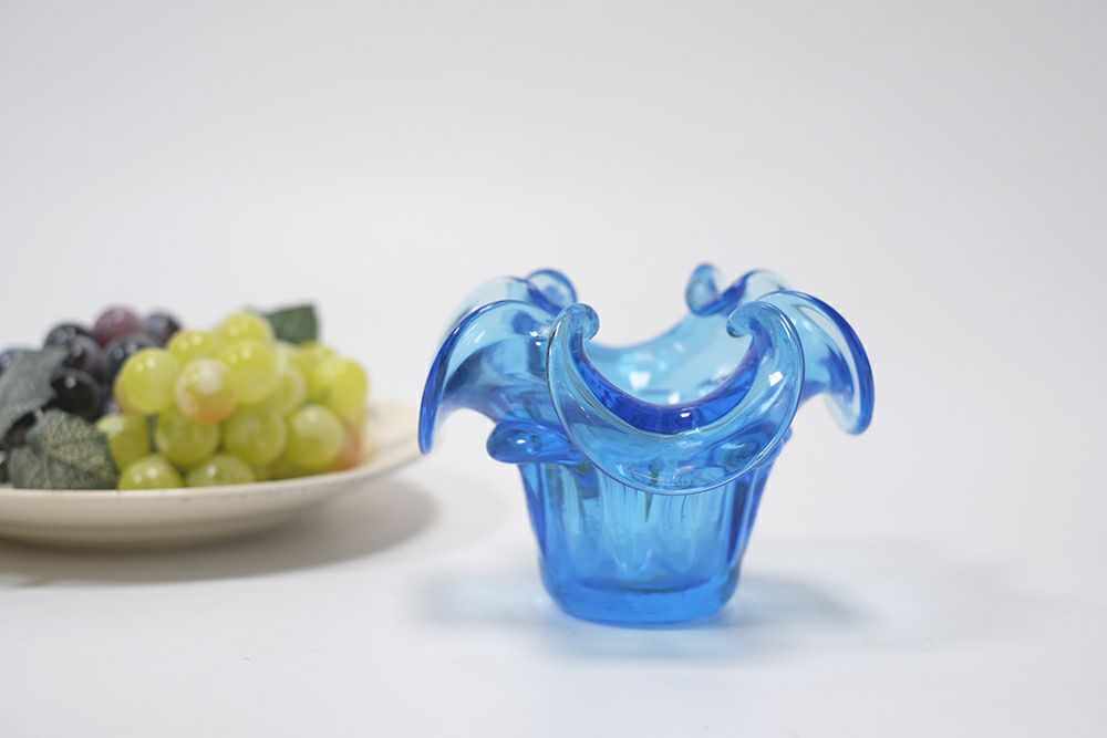 ヴィンテージMURANOガラスボウル blue イタリアヴェネチアの小さな島