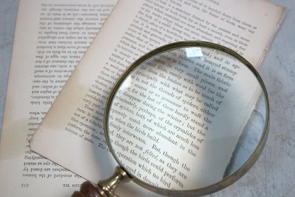 アンティーク雑貨 アンティークルーペ イギリス 木と真鍮 虫眼鏡