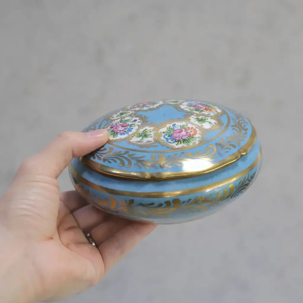 ヴィンテージ トリンケットボックス 陶器 LIMOGE(リモージュ) フランス