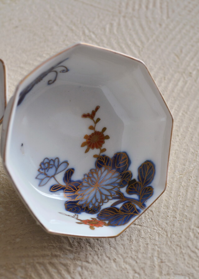 伊万里色絵小鉢5客セット 八角小鉢 菊紋様 Antique Sam's Collection