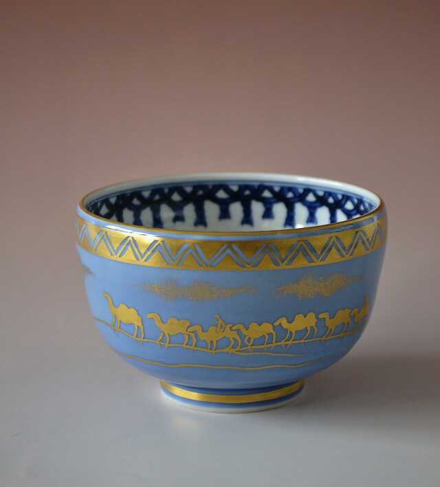 Antique Sam's Collection 五山窯 林淡幽作 藍彩金襴手茶碗