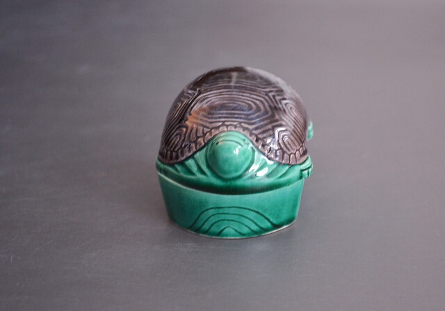 Antique Sam's Collection中村翠嵐作 交趾分銅亀香合 茶道具