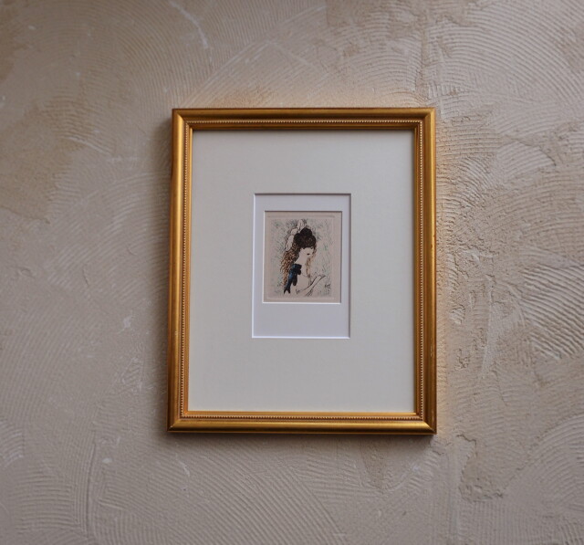 マリーローランサン 【茶色い髪の少女】 小さな絵画 エッチング