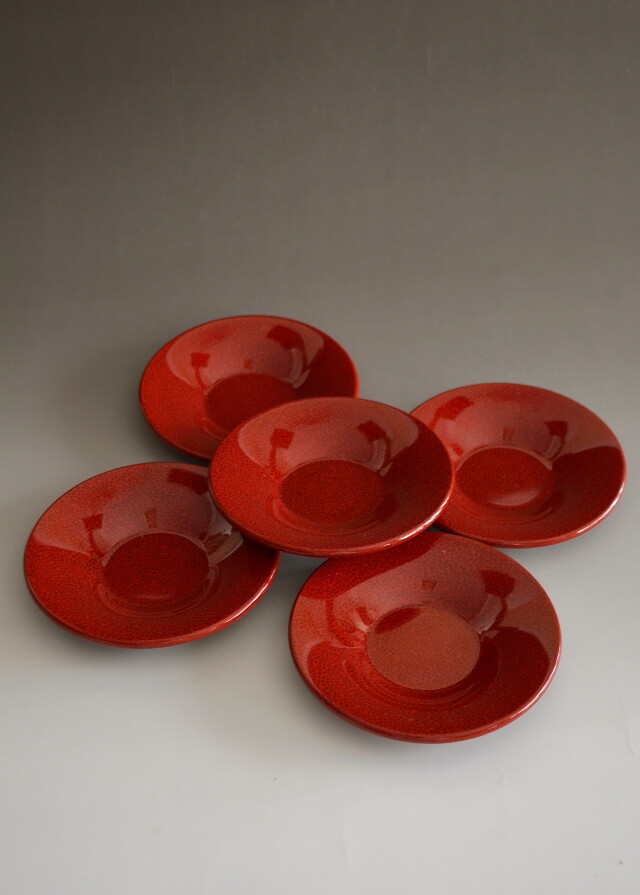 津軽七々子漆茶托5枚組 茶托 朱塗茶托